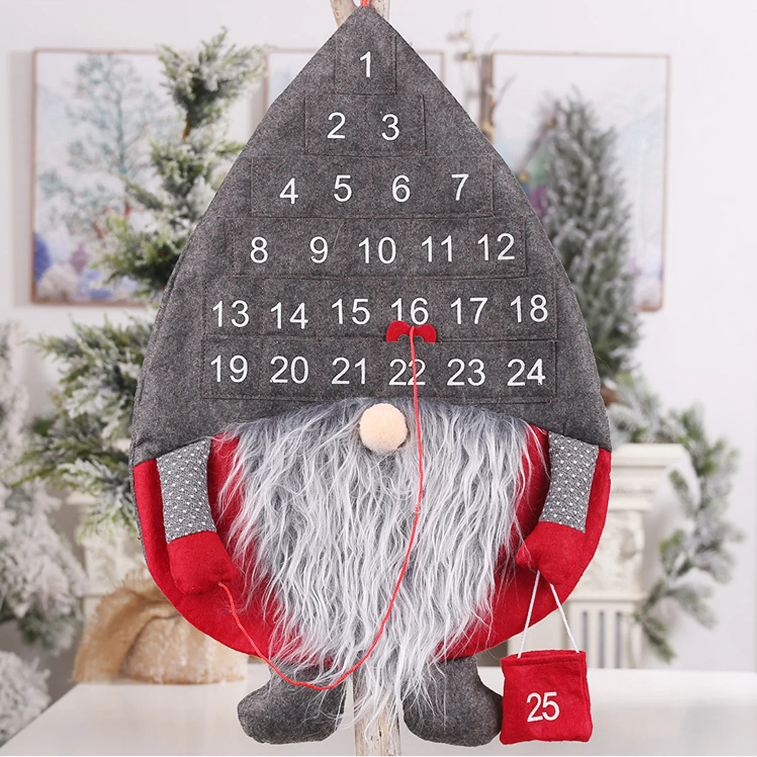 Behogar Санта Рождество обратный отсчет Адвент календарь висячие орнамент w/24 дня карманы для Рождество navidad Рождество украшения дома