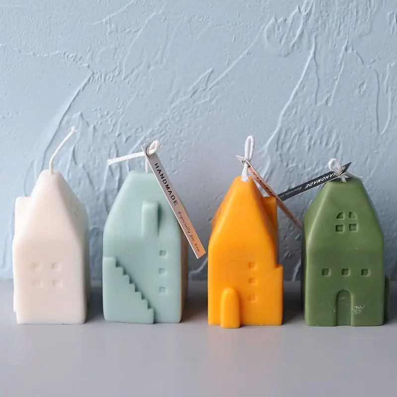 Small House Candle Mold Creative Scented Candles Diy Sugar Chocolate Silicone Mold Little House Plaster Mold Candle Molds Aliexpress