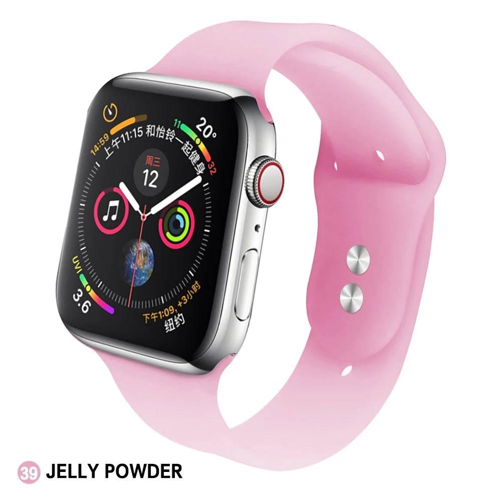 Jelly powder Мягкий силиконовый сменный спортивный ремешок для 38 мм Apple Watch Series1 2 3 4 5 42 мм наручный браслет ремешок для iWatch Sports Edition - Цвет ремешка: Jelly powder