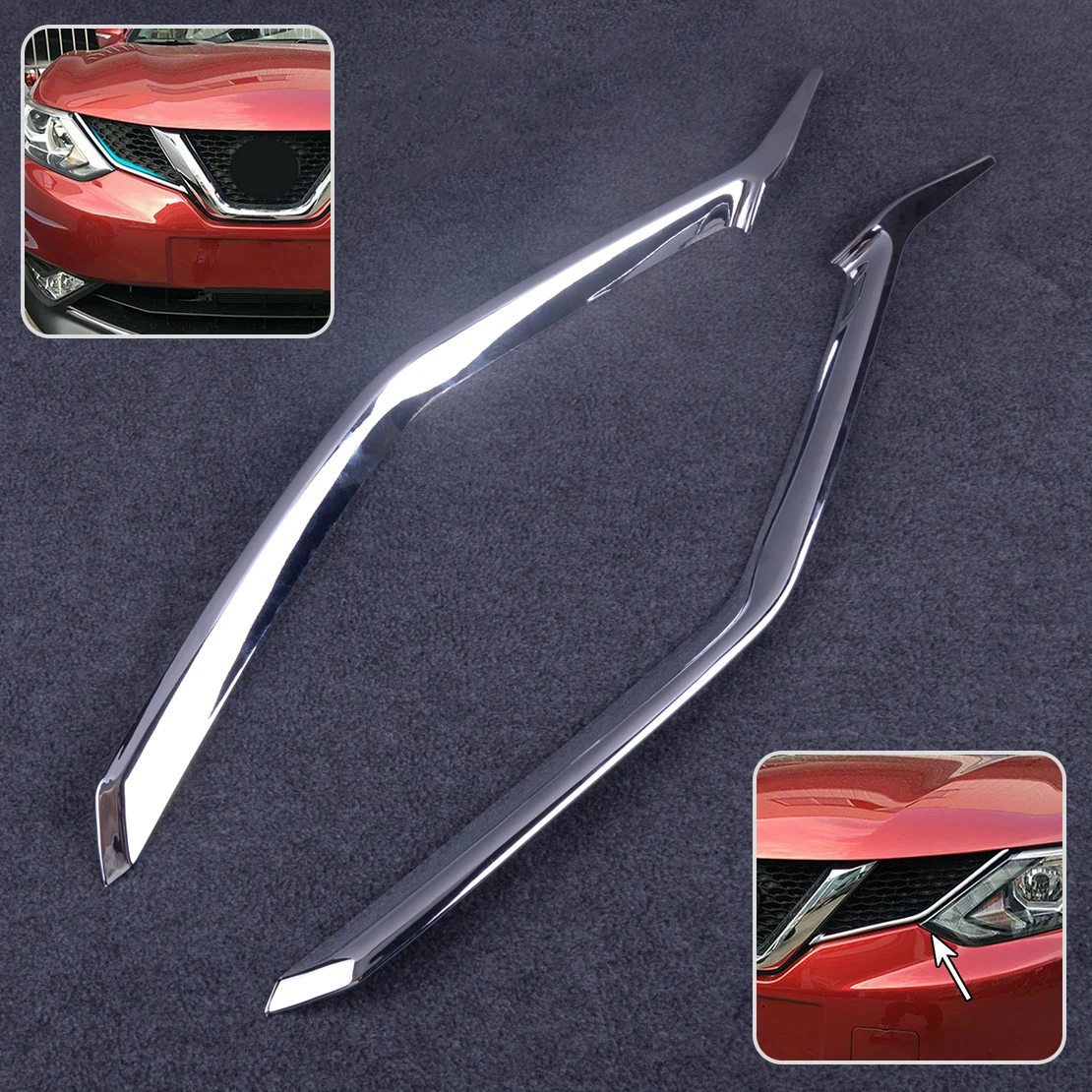 

DWCX 2pcs ABS Car Front Grille Grill Mesh Cover Insert Molding Trim Silver Fit For Nissan Qashqai J11 2014 2015 2016 2017