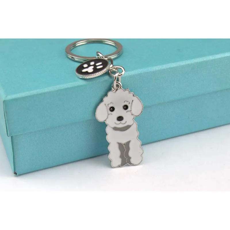 3 цвета Пудель автомобильный брелок для ключей Тедди собака брелок DIY Pet тег брелки модные ювелирные подвески подарок для лучшего друга Прямая поставка - Цвет: 02