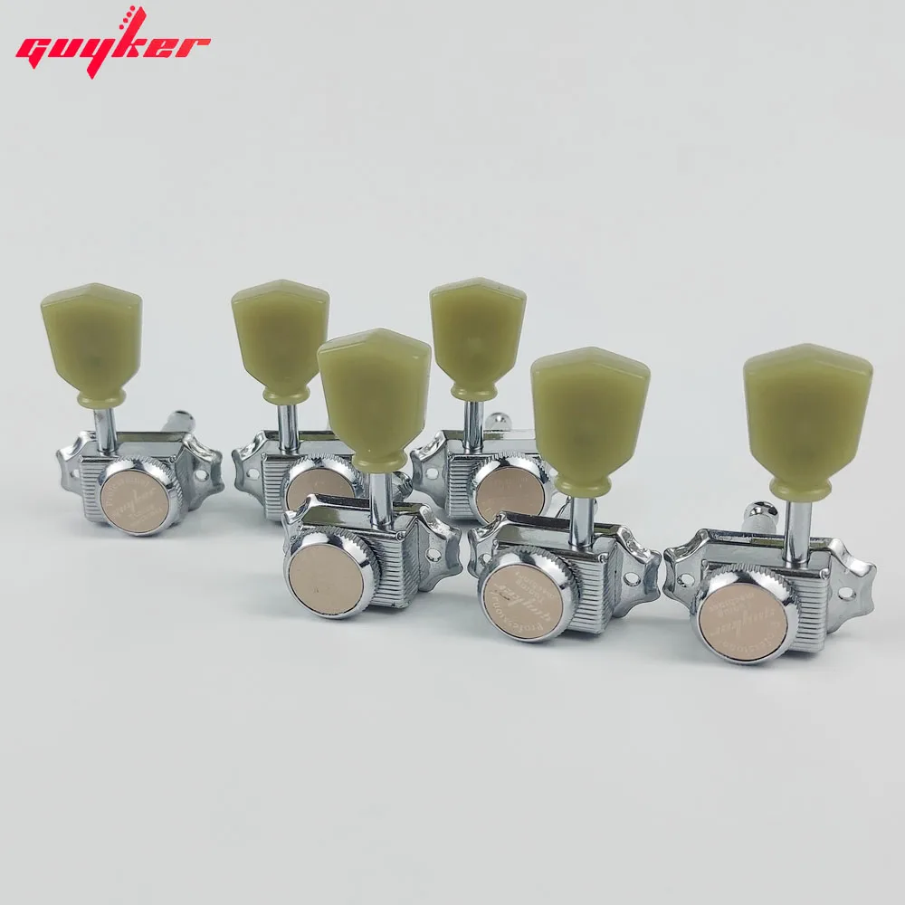 Electric Guitar Tuners 1 Set GUYKER 3R3L Vintage Deluxe Electric Guitar Machine Heads Tuners Nickel Tuning Pegs