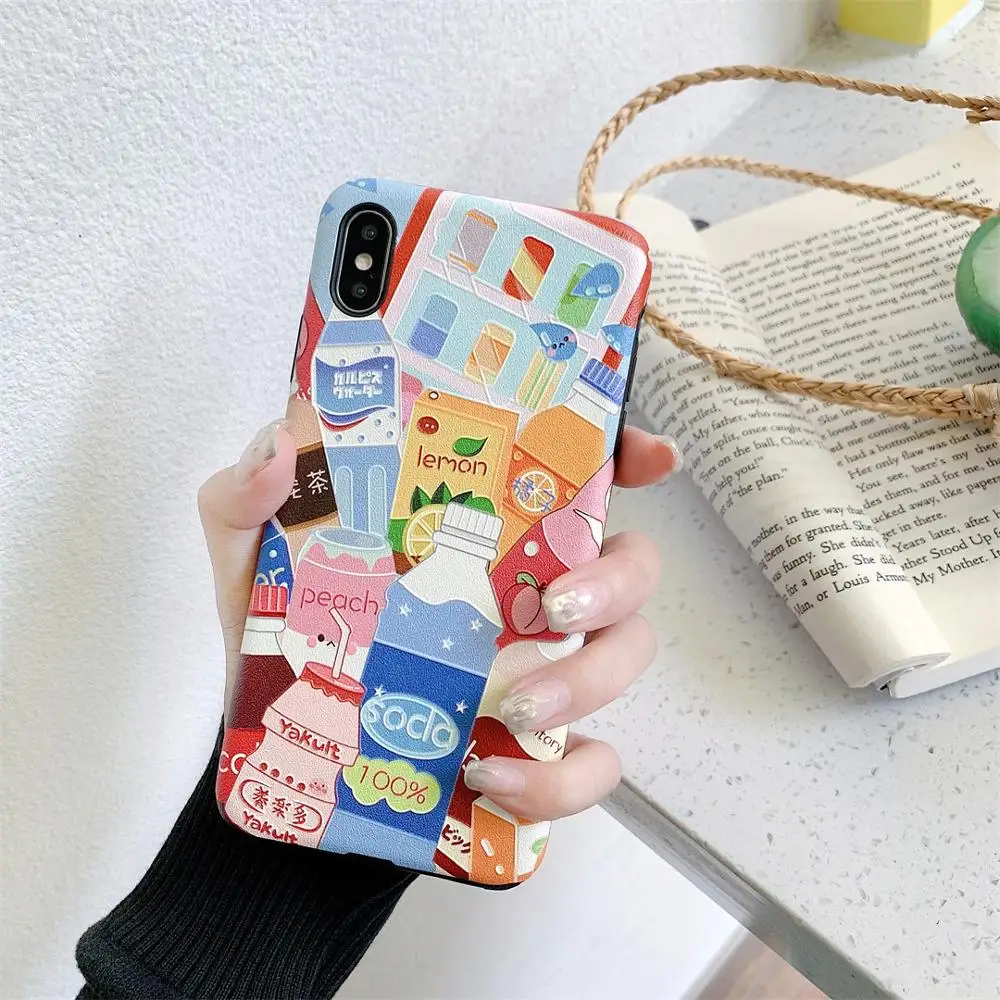 

Fancy Colorful Bottle Case For iphone 6 6s 7 8 Plus X XR XS Max Silk Pattern Back Cover 6plus 7plus 8plus XS Max Soft Cases