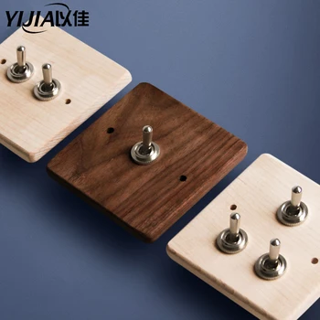 

Maple/Walnut Luxury Wall Light Switch wood panel Vintage retro switch for livingroom 220V 1gang/2gang/3gang 10A brass lever