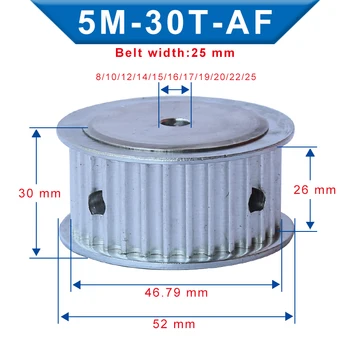 

5M-30T Pulley Bore 8/10/12/14/15/16/17/19/20/22/25 mm Aluminum pulley wheel Slot Width 26mm For Width 25mm 5M-rubber timing belt