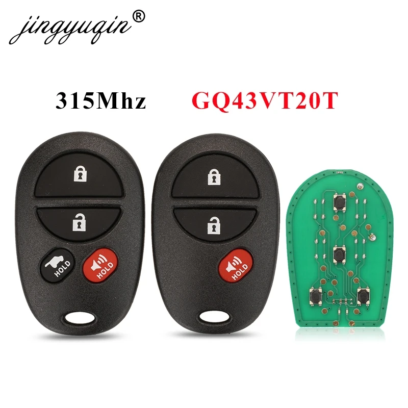 Дистанционный ключ-брелок от машины jingyuqin GQ43VT20T 3/4/5/6 BTN 315 МГц для Toyota Sienna Solara Avalon