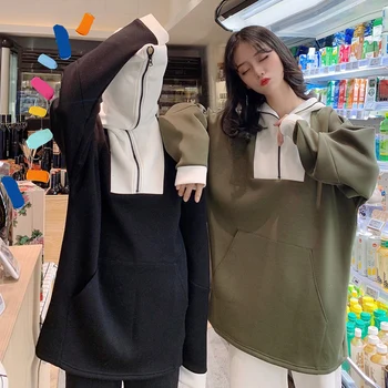 

HAYBLST Brand Women Hoodies 2019 New Autumn Winter Kpop Kawaii Casual Tops Loose Plus Size 2XL Zipper Long Sleeve Clothing Thick