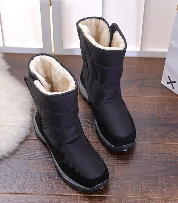 Men boots winter shoes men ankle boots Waterproof Non-slip warm plush flat men snow boots big size 40- 46