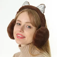 Недавно Для женщин плюшевые наушники стильные милые Мультяшные кошачьи уши с защитой от ветра; кроличьи уши; теплые Регулируемый однотонные цветные наушники