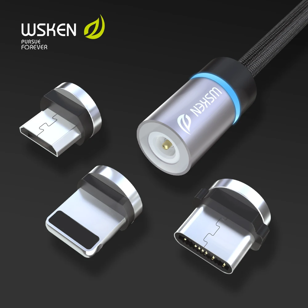 Магнитный usb-кабель Wsken для зарядки, кабель USB C type C для iphone, Магнитный зарядный микро-кабель для samsung, шнур для мобильного телефона