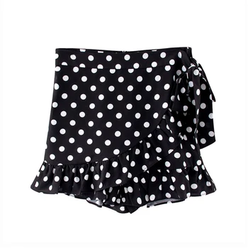 

Sweet Bow Lace Up Sash Women Shorts Ruffles High Waist shorts 2020 Summdr Short Bottom Vintage