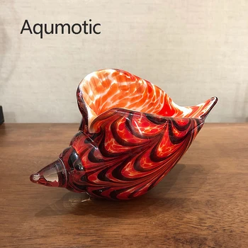 

Aqumotic Big Glass Conch Shell Glasses Case Hard Shell Large about 24cm Manual Art By Hand Jar Decor Good Luck Fortune