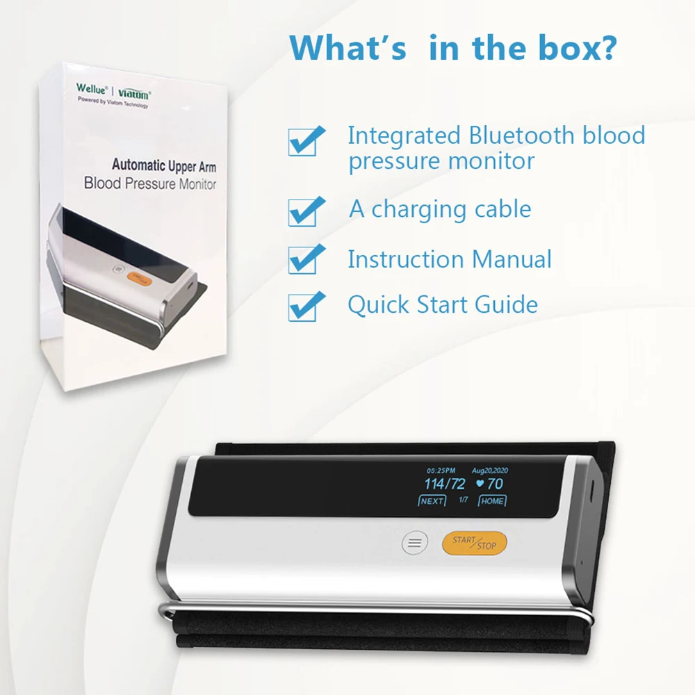 Wellue Blood Pressure Monitor + EKG, Upper Arm Cuff BP Machine, EKG ECG  Monitor, Built-in Bluetooth with Free App, BP2 