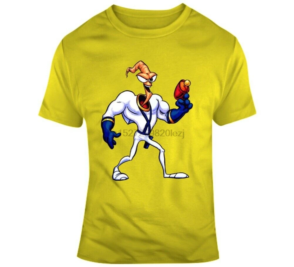 Футболка в стиле ретро Snes Game Earthworm Jim Character Video Fan | Мужская одежда