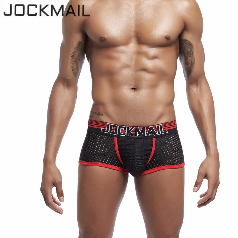 JOCKMAIL дышащие сетчатые шелковые мужские боксеры шорты 12 углов нижнее белье