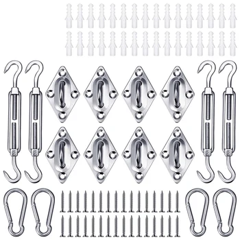 

80Pcs Sun Shade Sail Hardware Kit Stainless Steel Triple-Cornered Sun Shade Sail Installation(5 Inch)