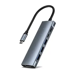 Adaptateur Hub 9 en 1 USB type c, convertisseur avec lecteur de carte 4K USB C vers HDMI, compatible USB 3.0, chargeur pour MacBook 