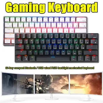 

RK61 bluetooth Wired/ wireless Dual Mode RGB Mechanical Gaming Keyboard rechargeable for notebook desktop computer