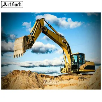 

5d square & round diamond painting excavator picture landscape diamond mosaic engineering car crafts diamond embroidery decor