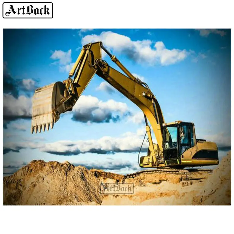 Квадратная и круглая алмазная живопись 5d экскаватор картина Ландшафтная мозаика