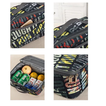 

Reusable Oxford Cloth Pocket Insulated Mini Portable Wear Resistant Print Durable With Handle Easy Clean Lunch Bag School Square