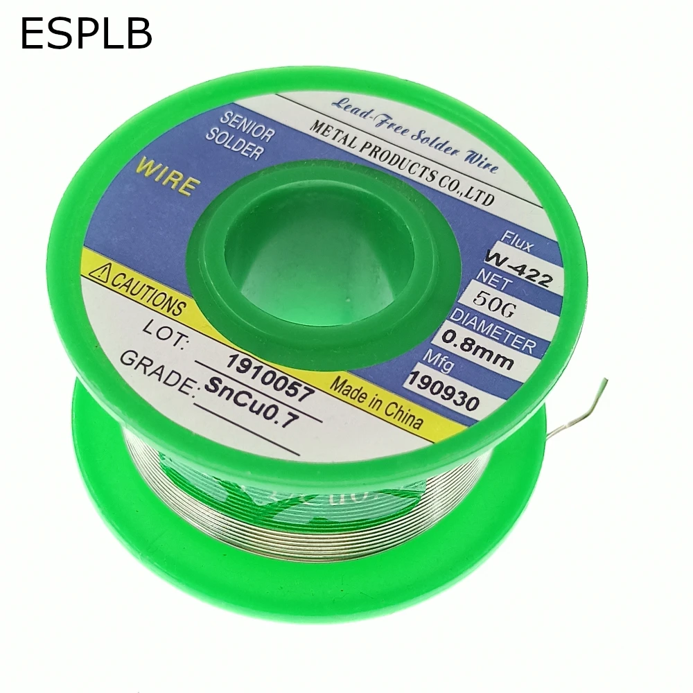 ESPLB-Alambre de soldadura sin plomo, estaño 50G, colofonia núcleo, soldador Sn99.3 Cu0.7, 0,6/0,8/1,0/1,2/1,5/2,0mm