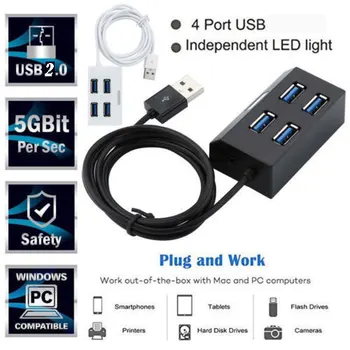 

High Speed Mini Portable 4-Port USB2.0 Hub HUB Expansion Splitter Power Adapter Switch For PC Port Expander Multiple USB