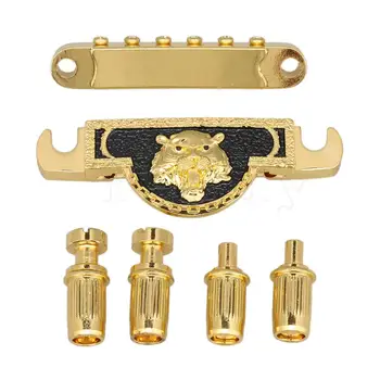 

Yibuy Gold Guitar Roller Saddle Bridge Tailpiece for Electric Guitar Parts