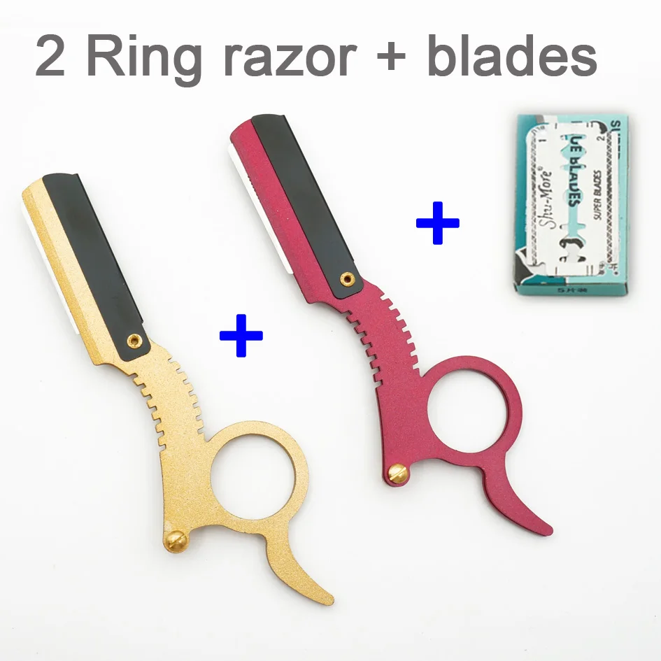 Профессиональная бритва для бритья с черной деревянной ручкой, бритва для бровей, Мужская бритва со сменным лезвием - Цвет: razor and blade