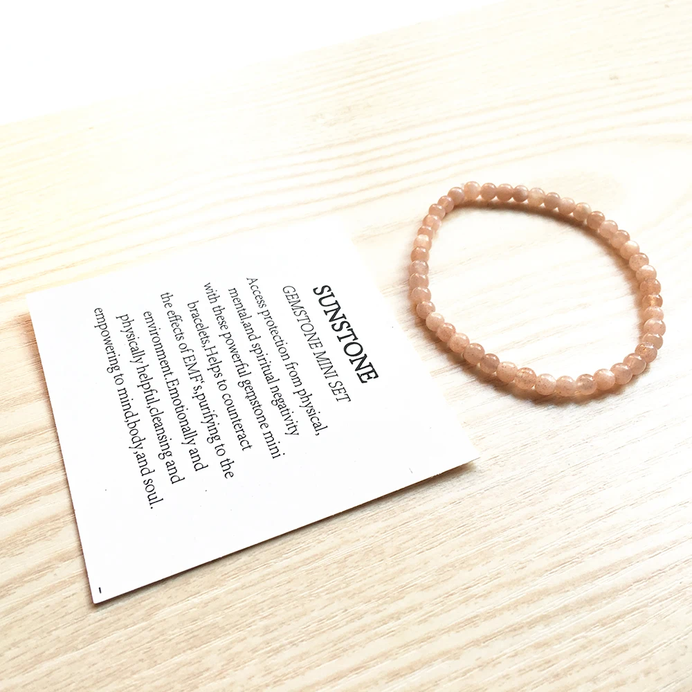 Ruberthen AA Grade Sunstone Bracelet Women`s Energy Balance Bracelet Mini Gem Stone Yoga Bracelet