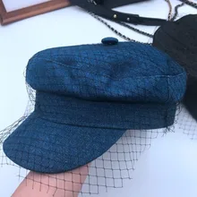 Ковбойская Кепка женское белье из сетчатой ткани chun xia аристократическое свободное женское шляпа джинсовая кепка головной убор моряка