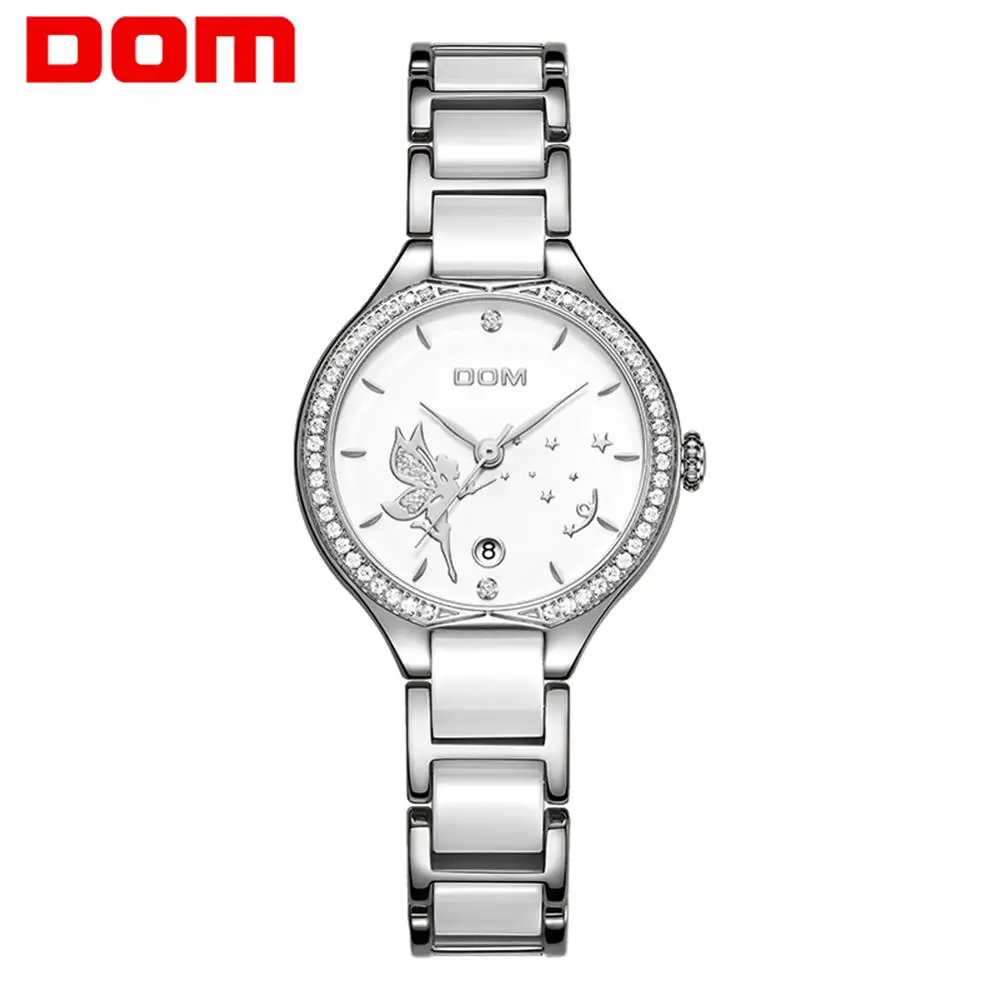 

Women Watches Fashion Ceramics Watchband Diamond Wrist Watch Top Luxury Brand Dress Ladies Geneva Quartz Clock G-1271D-7M2 DOM