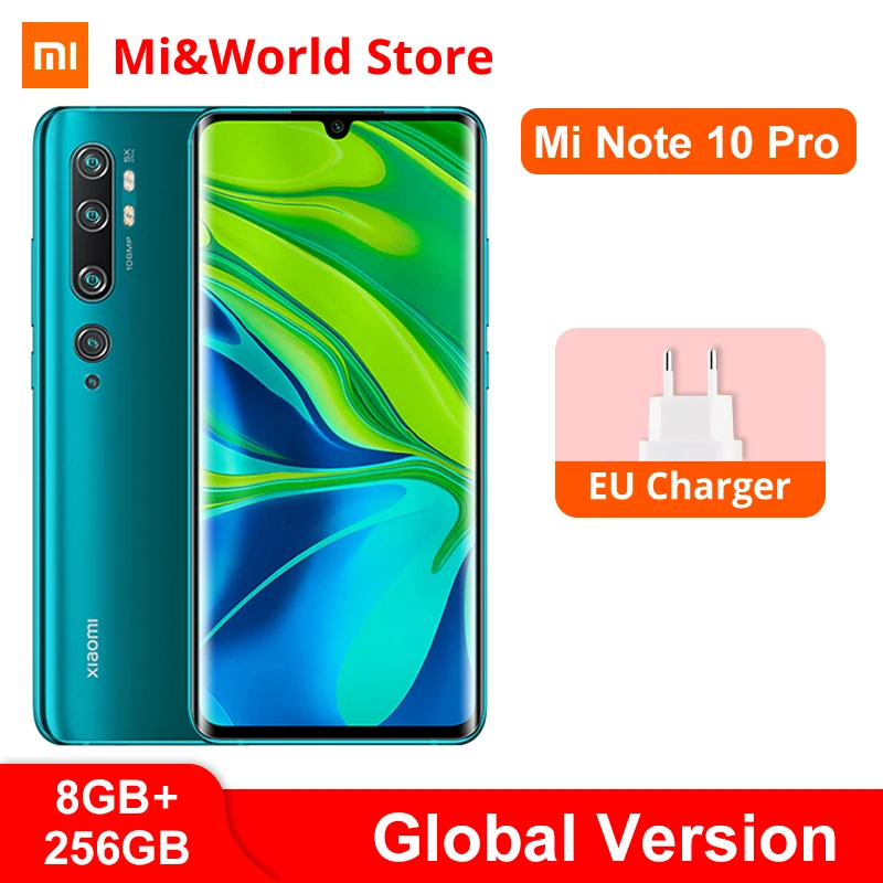 Смартфон Xiaomi Mi Note 10 PRO 8 ГБ глобальная версия 6 3 дюймовый дисплей Snapdragon 256G камера