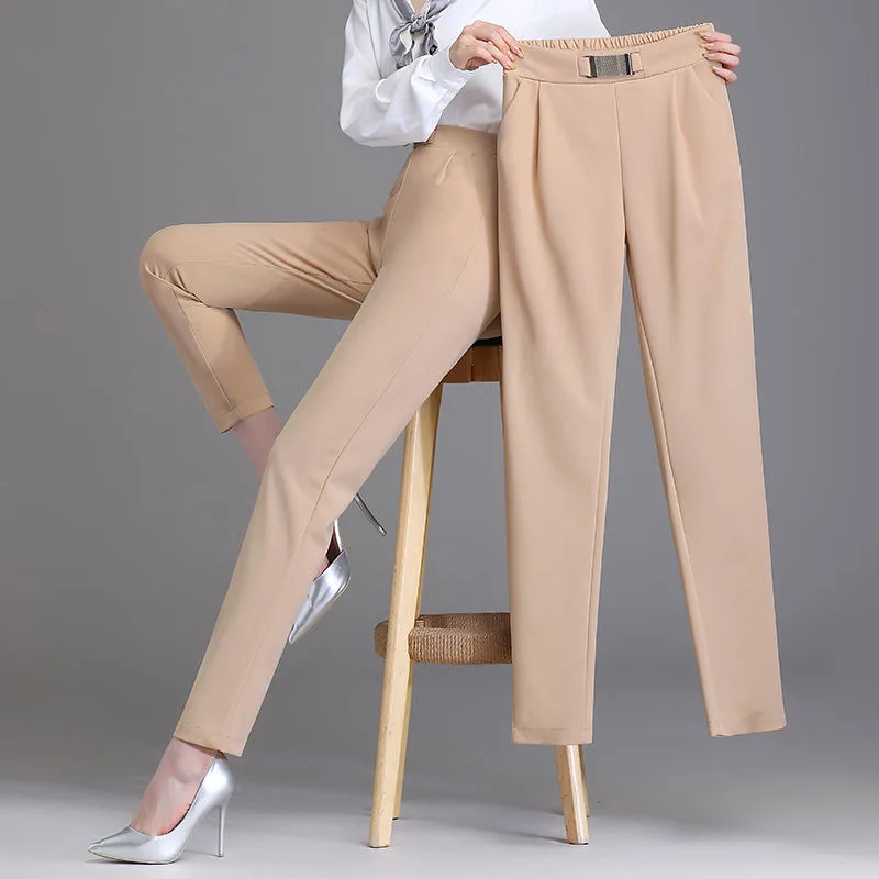 Spring Women High Waist Solid Elegant Ankle Length Pants Office Ladies Skinny Chic Trousers Female Casual Fashion Pant