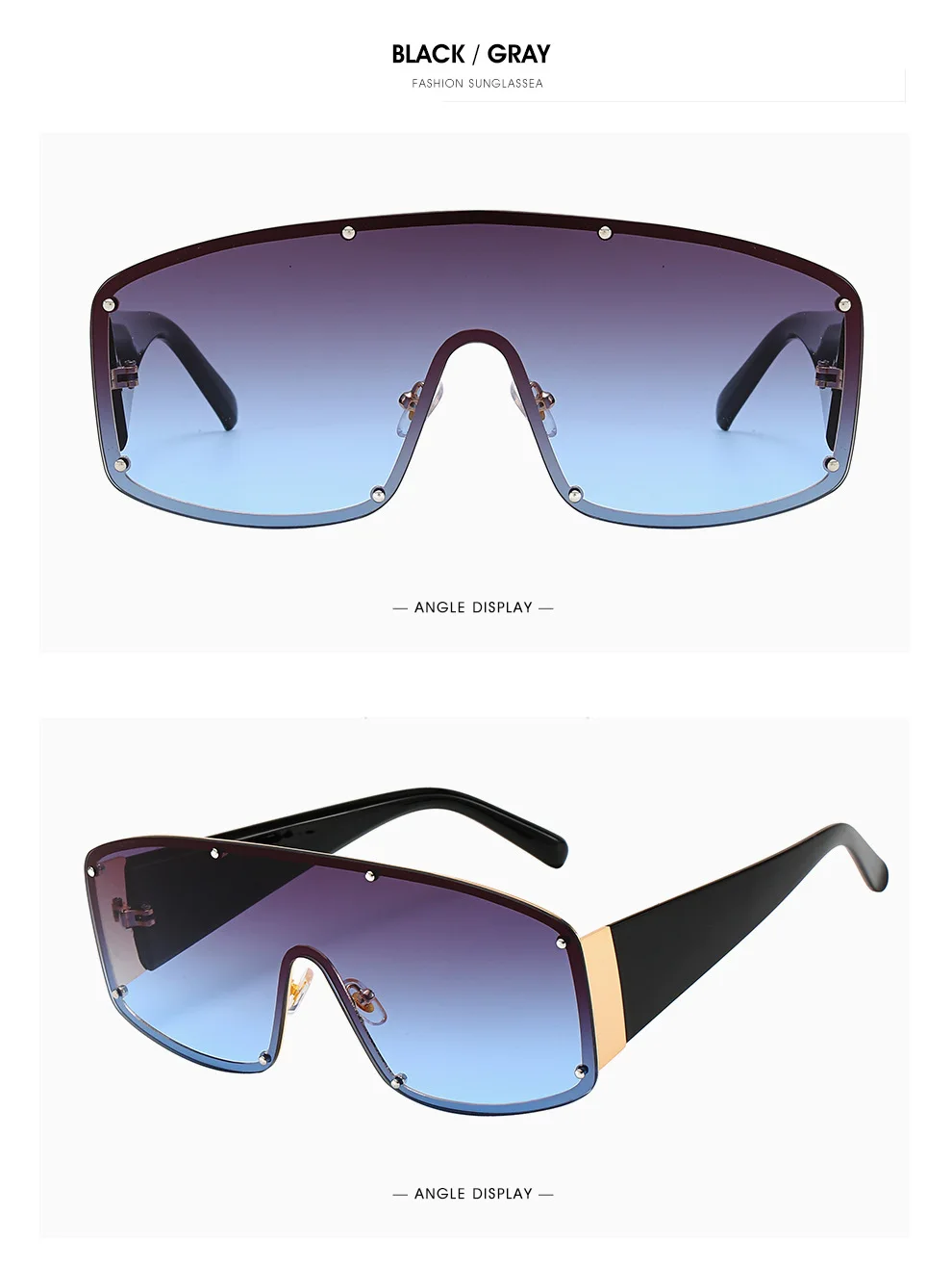Цельные крупные женские солнцезащитные очки Квадратные брендовые Дизайнерские мужские солнцезащитные очки градиентные солнцезащитные очки с большими рамами для женщин UV400