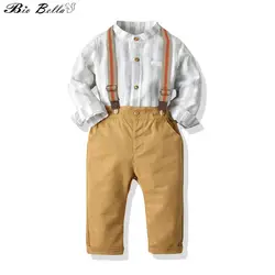 Детский весенне-осенний комплект одежды для маленьких джентльменов, праздничная одежда с надписью «Happy Weding» для маленьких мальчиков