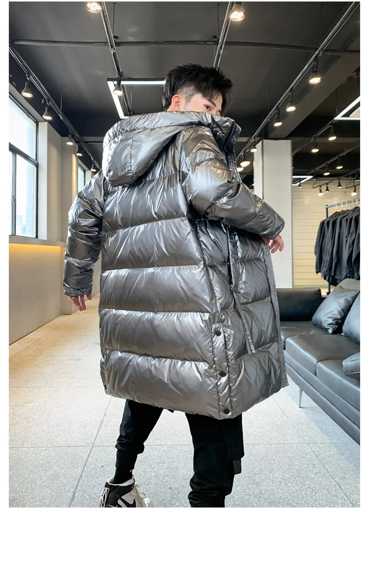 H.S.BONNIE Men's Winter Long Hooded Duck Outdoors Outerwear Winter Male Casual fashion down jacket Coat Menswear plumones
