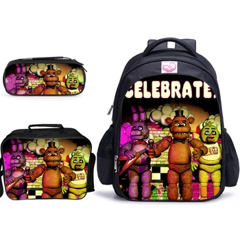 

3 Pcs/set 16 Inch Five Nights at Freddy's School Backpack for Boys Girls Children Orthopedic School Bag Set Mochila Escolar