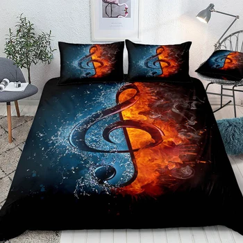 

3D Music Note Printed Bedding Set Fashion Pillowcase Duvet Cover Sets 2-3pcs Home Textile Family Bed Sets Bed Linings