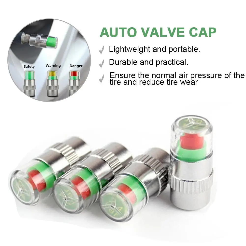 

4x New High Quality Car Tire Pressure Gauge Indicator Alert Monitoring Valve Cap Sensor Not For Motorcycle Auto Car Accessories