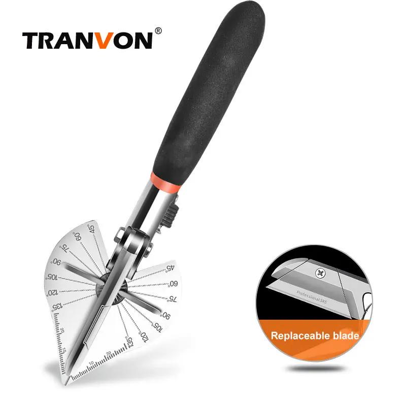 TRANVON Multi Angle Miter Cutter, 45-120 Degree Angle Shear for PVC PE PPR Plastic Pipe Cutting Scissors