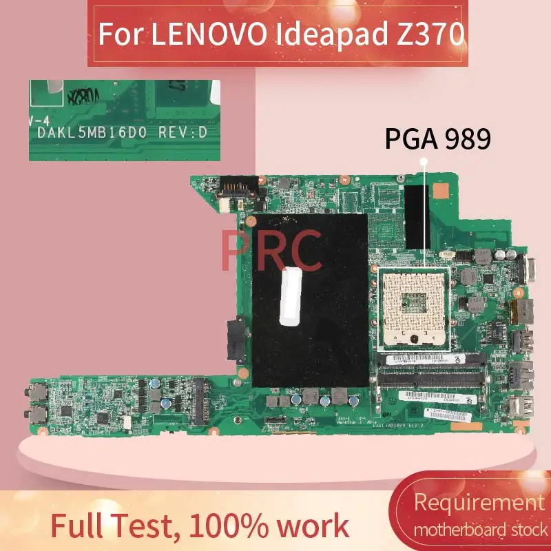 Материнская плата для ноутбука LENOVO Ideapad Z370 DAKL5MB16H0 HM65 PGA 11013710 DDR3 989|Материнские