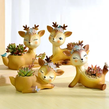 

2019 Hot Cartoon Deer Flower Pot Craft Desktop Decoration Cute Succulent Planter Garden L9 #2