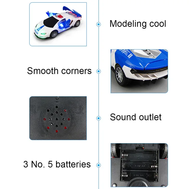 Electric 360 Rotation Police Car Vehicle with LED Music Kids Educational Toys for Children Gift Interesting Birthday Present 5