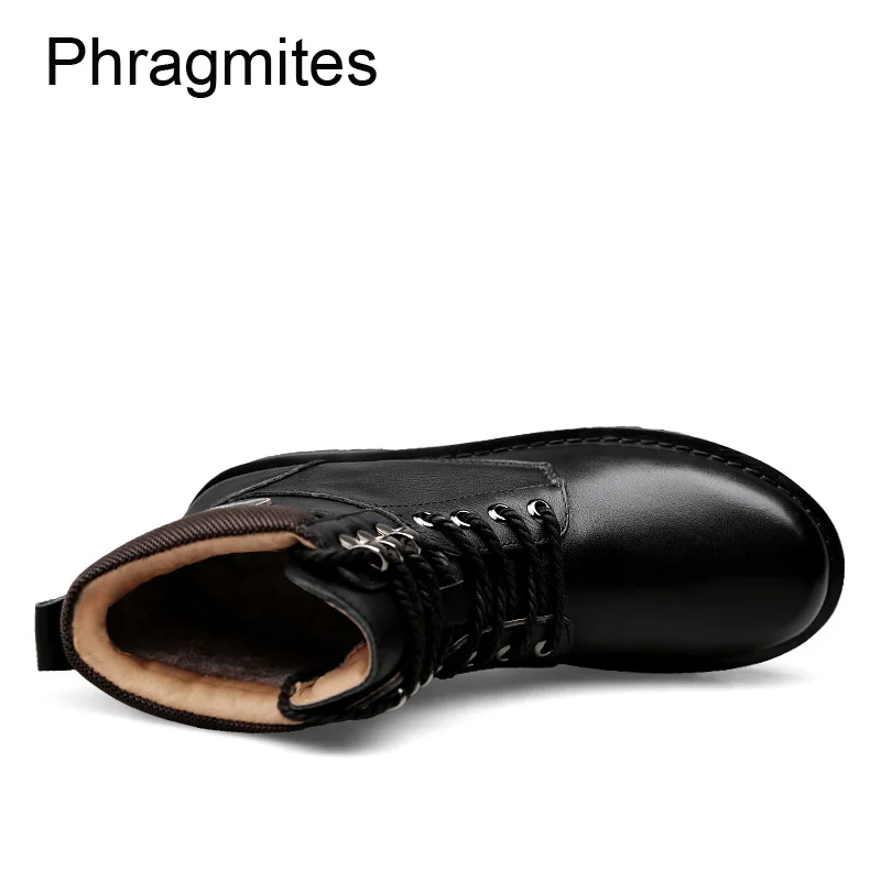 Phragmite/Модные Ботинки martin с заклепками; высококачественные мужские ботинки; Botas Mujer; теплые зимние мужские ботинки; ботильоны из натуральной кожи с мехом в стиле милитари