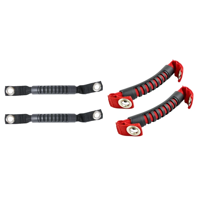 4Pcs Grab Handles Black /Red Rear Seat Safety Grab Padded Roll Bars For