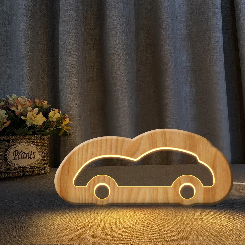Самолёт спортивный автомобиль истребитель Деревянный 3D светодиодный ночник