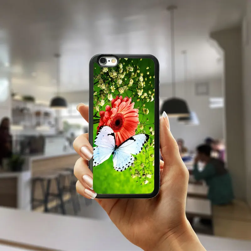 Твердый корпус для телефона, пластиковый чехол для iphone 8 7 6 6S Plus X XR XS Max 5s 5 SE 4 4s, красная бабочка на белых розах - Цвет: Picture 2