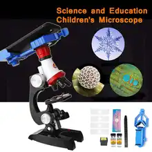 Лабораторный набор, светодиодный, 100X 400X 1200X, домашняя, школьная, научная, развивающая игрушка, подарок, Рафинированный биологический прицел для детей