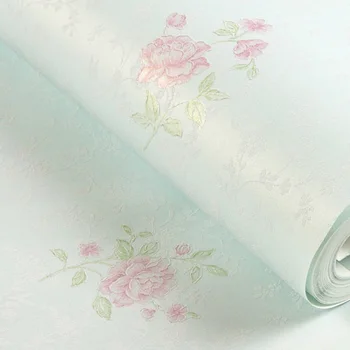 

non-woven wall paper Korean flowers fresh pastoral small floral warm beauty salon pink girl princess room wallpaper